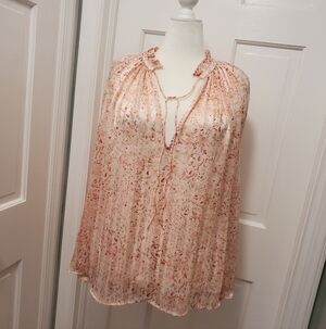 H&M Frill-Trimmed Crepe Blouse Size XXL=16, Semi Sheer, Lightweight, Floral